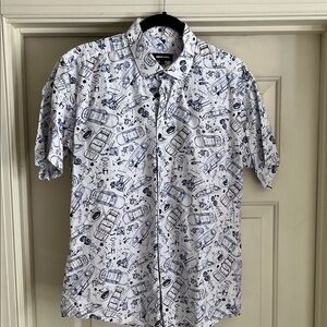 Jared Lang Car Blueprint Button Down Mens L